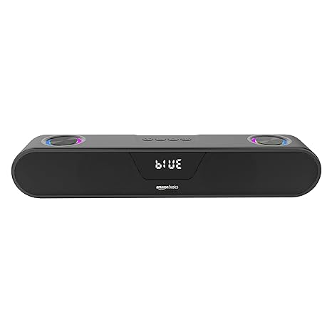 amazon basics 20W Premium Bluetooth Soundbar Speaker with 2000mah Battery, BT v5.1, Aux, USB Port, LED Display and RGB Party Lights
