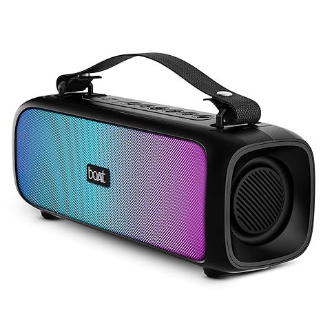 boAt Stone 580 Bluetooth Speaker with 12W RMS Stereo Sound, LED Lights, Up to 8 HRS Playtime, TWS Feature, FM Radio, Multi-Compatibility Mode, IPX4(Midnight Black)